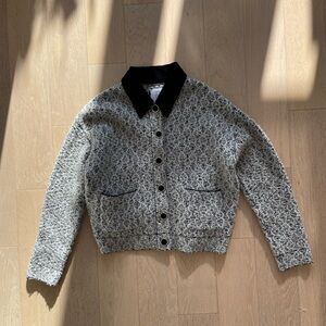 SANDRO Jazy Cropped Metallic Tweed Jacket Retail $430